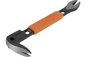 Klein Tools 66092 Nail Puller with Integrated Dimpler, Heavy-Duty Carbon Steel Cats Paw Pry Bar, 10-Inch