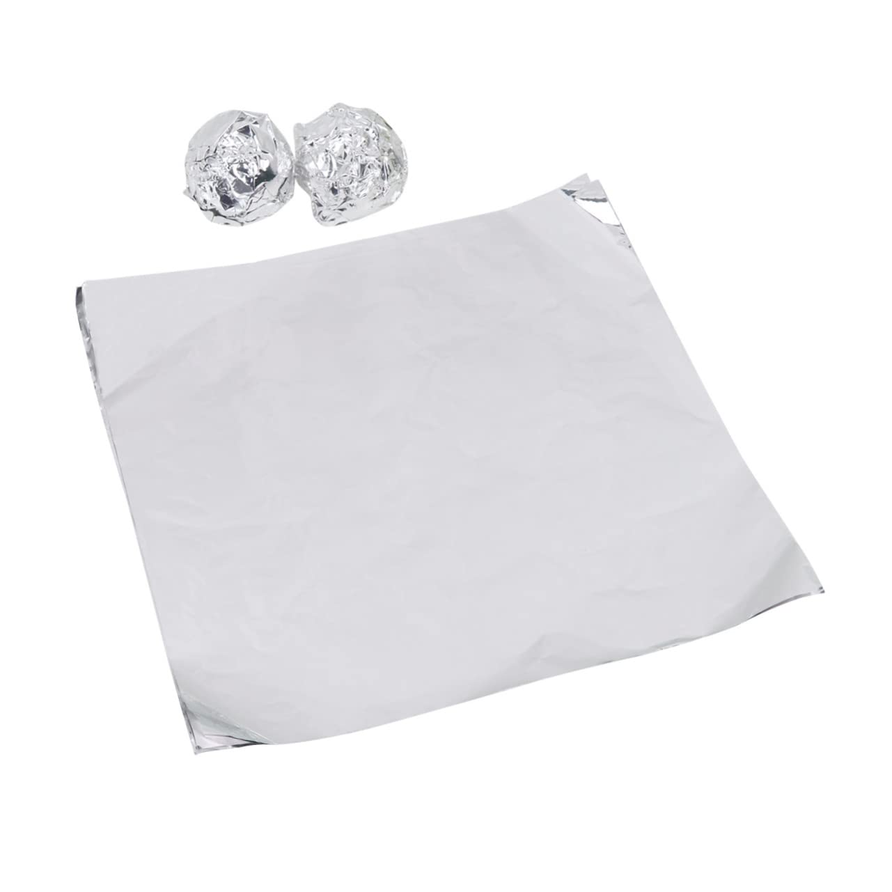 RORPOIR 100pcs Silver Aluminum Foil Candy Wrappers for Chocolate, Tea, and DIY Packaging, 7.87x7.87 Inches, Ideal for Weddings, Parties, and Home Use
