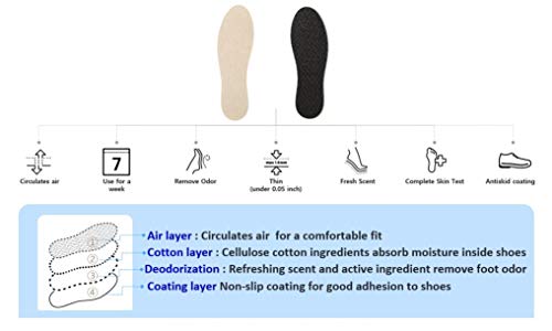 [Step7]Bare Foot, Disposable Insole, Made in Switzerland, Foot Odor Remover, 4 Pairs(Beige, US Size : 5~6.5(Small))