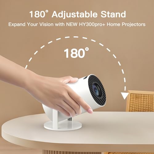 Video Projector with Wi-Fi 6 & Bluetooth 5.4, Built-in Apps Supports 4K Full HD Mini Video Projector, Android 14, Auto Keystone, 2026 Upgraded Projector for HDMI/iPhone/USB White