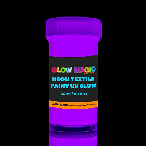Glow Magic Fabric UV Paint Set - Set of 8 – Neon Textile Black Light Paints - Fluorescent Tie Dye Clothing Color – For Vibrant Glowing Art Projects - Easter Egg Painting 8 x 20 ml / 0.7 fl oz