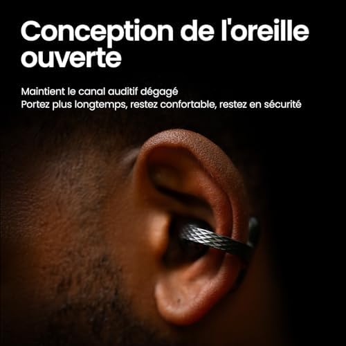 Up OWS Casque Bluetooth 5.3, Écouteurs Ouverts sans Fil avec Contrôle Tactile, IPX4 Résistants à l’Eau et à la Transpiration, Réduction du Bruit AI, pour Le Sport, Running et Entraînement