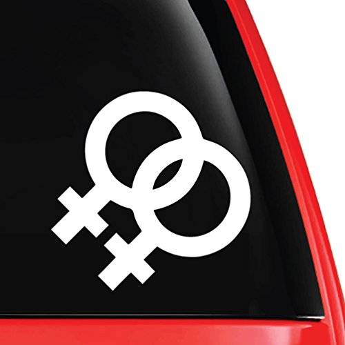 Lesbian Symbol Gays Equality Decal Vinyl Car Laptop Sticker - EvolveFISH - White 5" x 5"