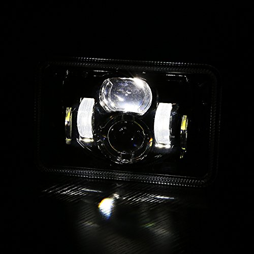 (4 PCS) DOT approved 60W 4x6 inch LED Headlights Rectangular Replacement H4651 H4652 H4656 H4666 H6545 for Peterbil Kenworth Freightinger Ford Probe Chevrolet Oldsmobile Cutlass -Black