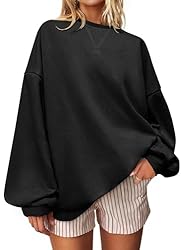 UEU Women Oversized Striped Crewneck Sweatshirt