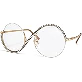 bullabulling Fashion Half round Reading Glass For Women Half-Rim Eyeglass Frame Large lens