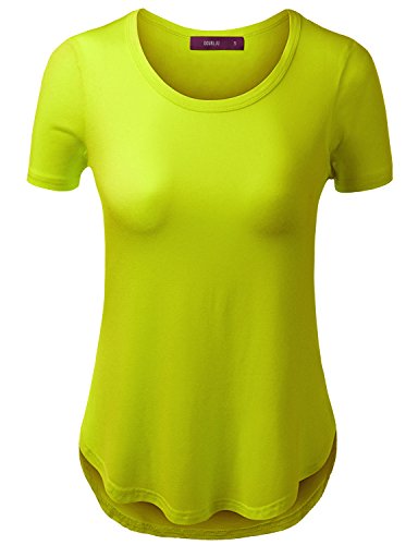 Doublju Women Unique Designed Day-to-Night 3/4 Sleeve Tshirt LIGHTGREEN,L