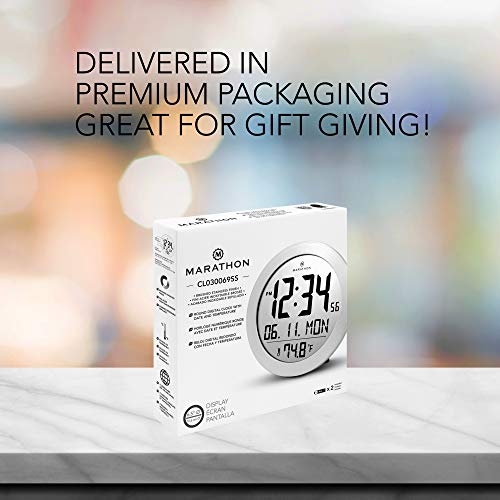 MARATHON 25.5 cm Digital Wall Clock with Date & Indoor Temperature