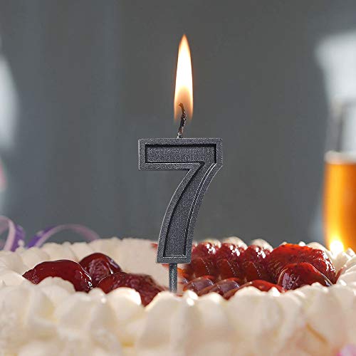 URAQT Birthday Candles Numbers, Black Glitter Birthday Numeral Candles for Birthdays, Weddings, Reunions, Theme Party, Number 2 - Thumbnail 6