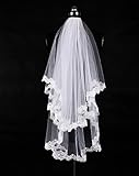Wedtrend Women's White 1 Tier Applique Edge Wedding Veil with Comb