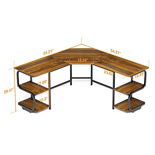 Teraves Modern L Shaped Desk with Desk/Gaming Desk for