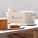 SveBake Bread Box for Kitchen Counter Vintage & Retro Metal Bread Bin with Bamboo Lid and Handle, Cream (Included a Free PDF Baking E-BOOK)