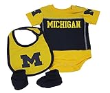 Outerstuff Baby NCAA Michigan Wolverines 3 Piece Creeper Set Booties Bib