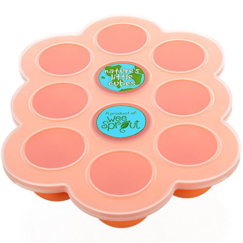 Silicone Baby Food Freezer Tray with Clip-on Lid by WeeSprout - Perfect Storage Container for Homemade Baby Food, Vegetable & Fruit Purees and Breast Milk - BPA Free & FDA Approved