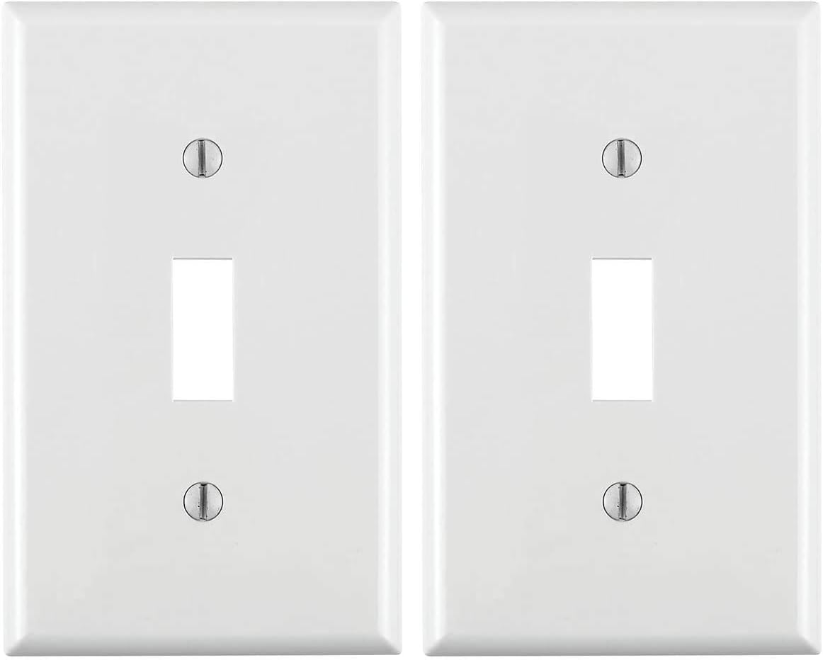 Leviton 80701-W 1-Gang Toggle Device Switch Wallplate, Standard Size, Thermoplastic Nylon, Device Mount, White - Switch Plates - 