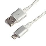 Pangea Audio Lightning to USB A - White/Silver/White Braid - Metal Connectors - 4 Foot