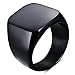 enhong Mens Rings Stainless Steel Square Signet Rings for Men,Black Pinky Thumb Ring for Dad Father Jewelry Gift for Him,Men's Ring for Biker Size 11