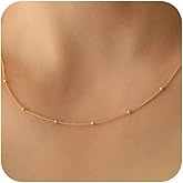 Jeiuiuedy Gold Necklace for Women - 14K Gold Plated Thin Chain Necklace Dainty Necklace Simple Choker Necklaces Minimalist Trendy Jewelry for Women