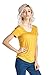 LaClef Women's Doubled Layered Scoop Neck Ruched Maternity Nursing Breastfeeding Top (Medium, Mustard)