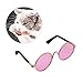 YAODHAOD Pet Sunglasses Classic Retro Circular Metal Prince Sunglasses Funny Cute Puppy Cat Teacher Bachelor Cosplay Glasses Pet Photos Props for Small Dog Cat（2 Pack） (Pink)