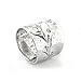 Flower Sprig Etched Hammered Finish Adjustable Thumb Ring Sterling Silver(Sizes 5,6,7,8,9,10,11)
