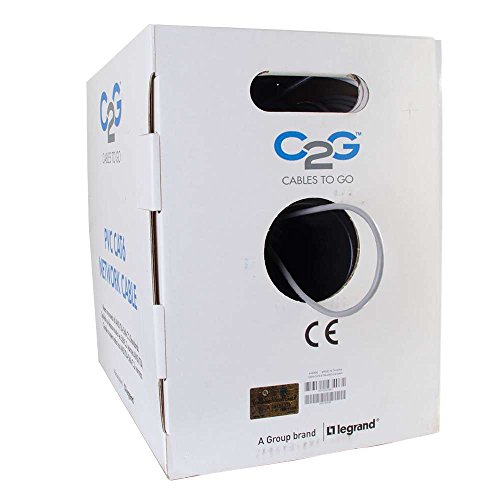 C2G/Cables To Go 43406  Cat6 Bulk Unshielded (UTP) Ethernet Network Cable with Stranded Conductors In-Wall CM-Rated - Gray, 1000 Feet (TAA compliant)