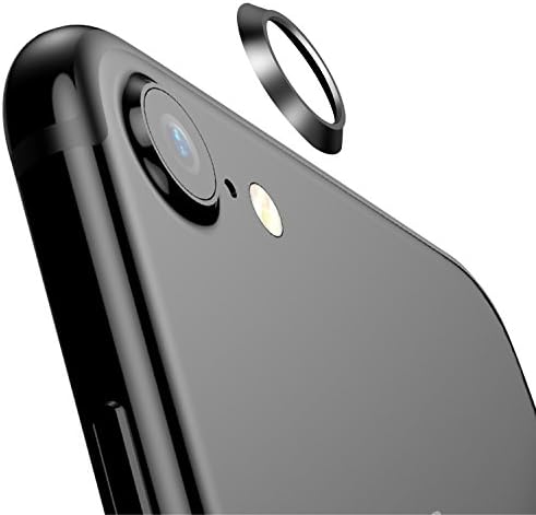 PortPlugs - Aluminum Camera Lens Cover [2 Pack] - Compatible iPhone 7, 8 - Camera Protector Strong Adhesive – Durable Protective Metal Bumper Guard (Black,)