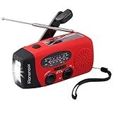 iRonsnow 2017 Version IS-088U+ Dynamo Solar Hand Crank Self Powered AM/FM/NOAA Weather Radio with LED Flashlight and 1000mAh Emergency Power Bank (Red)
