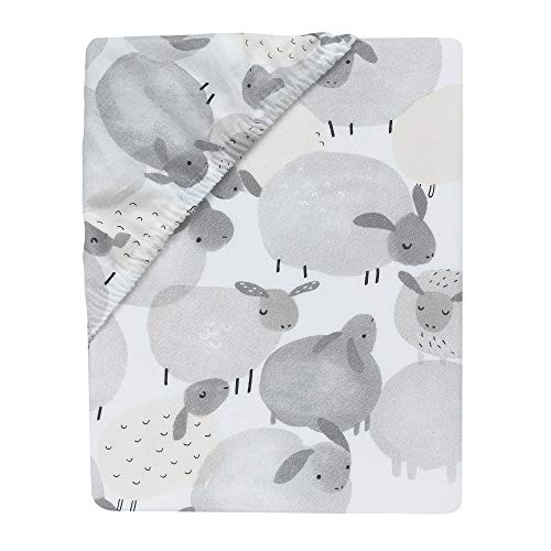 Lambs & Ivy Sleepy Sheep Gray/White Cotton Watercolor Baby Fitted Crib