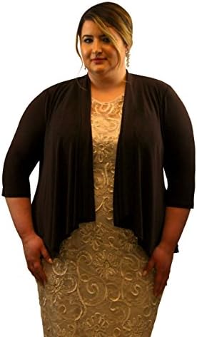 Womens Plus Size 3/4 Sleeve Cascading Long Back Bolero Jacket