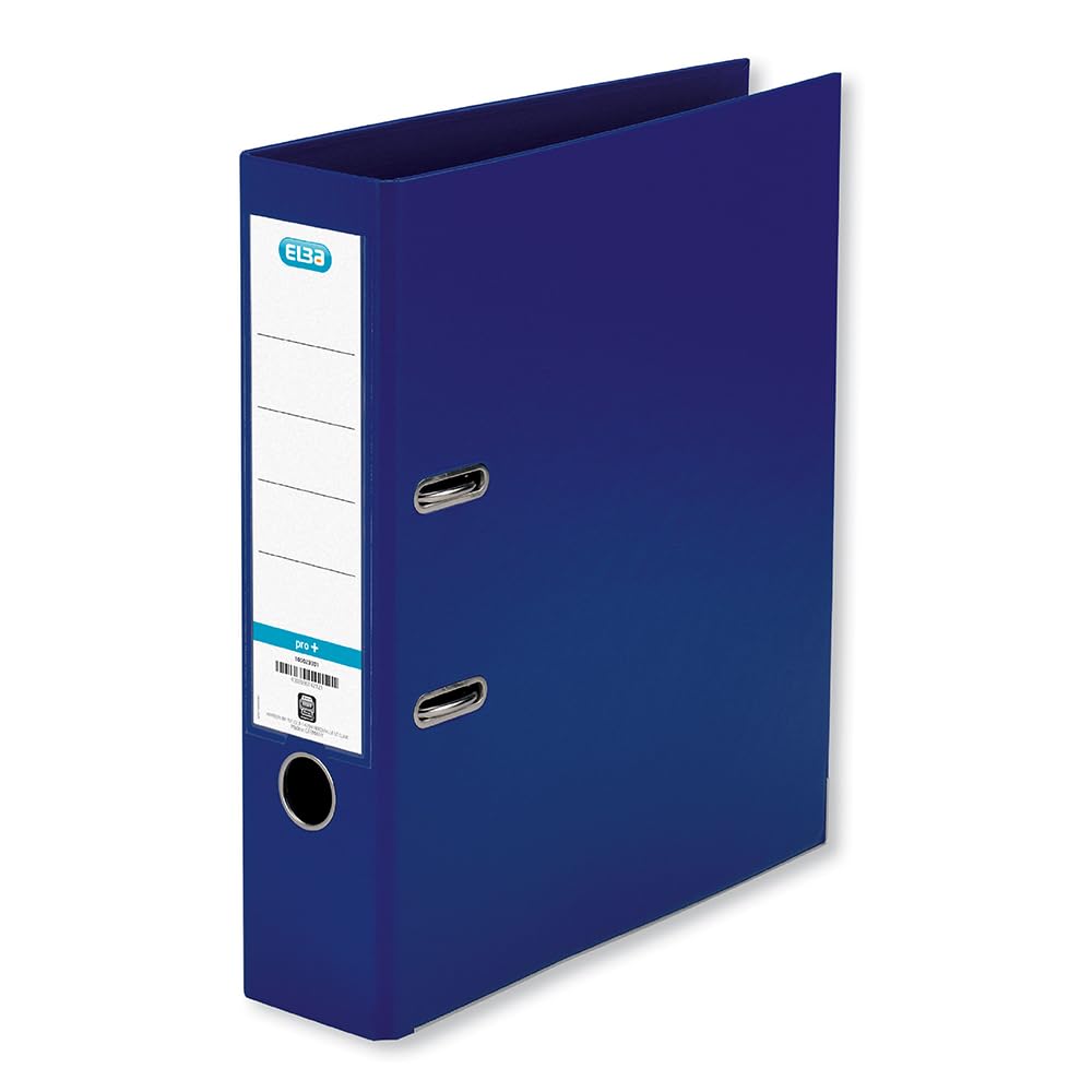 Elba A4 Lever Arch File, 570 Sheet Capacity, 80mm spine, Strongline Plastic on Board, Single, Blue