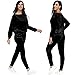 Selowin Womens Off Shoulder Velour Suit 2 Piece Slim Sweatpants Sweatsuit Sets