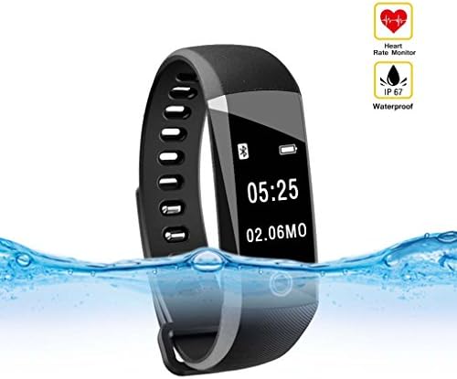 Fitness Tracker,Qcute IP 67 Waterproof Smart Bracelet with Heart Rate Monitor Bluetooth Smart Band Wireless Smart Wristband Pedometer Tracker Calorie Counter Sleep Monitor Smart Sport Watch (Black)