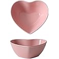 WAIT FLY Colorful Heart Shaped Ceramic Salad Bowls, Dessert Bowls, Ice Cream Bowls, Serving Bowls for Cereal Soup Snacks Appetizer-1 PCS-Pink-5.0 Inch