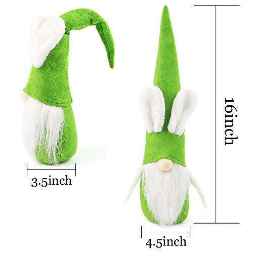 1Tomte Swedish Plush Santa Gnome, Green Bunny Gnome Handmade Scandinavian Tomte Santa Scandinavian Gnome for Christmas Santa Decoration Table Decor
