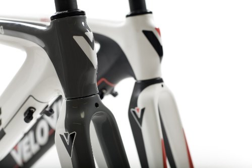 VeloVie Veloce 100 Carbon Axis Triathlon/TT Bicycle Frame and Fork Set, Grey/White, 54cm/Medium