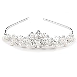 PIXNOR Rhinestone Hair Barrettes Faux Pearl Decorated Hairband for Bridal (Sliver)