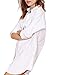 HAOYIHUI Women's Casual Long Sleeve Boyfriend Pocket Shirt Dress Tunic Top(L,White)
