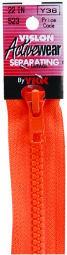 American & Efird YKK Vislon Separating Zipper: 22" Burnt Orange