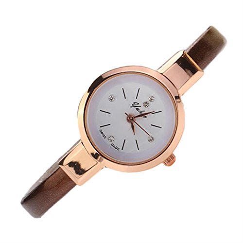 Winhurn Elegant Fashion Gift Round Quartz Analog Women Wrist Watch (Brown)