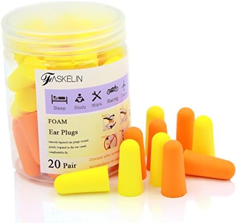 Faskelin Noise Cancelling Ear Plugs for Sleeping - Ultra Soft Foam Earplugs Noise Reduction for Working, NRR 31, 20 Pairs
