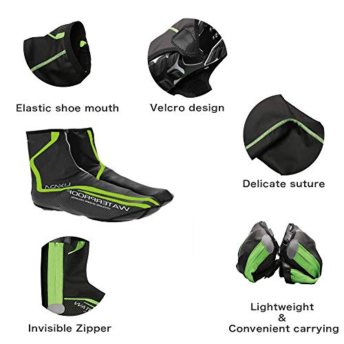 Men's Cycling Shoes Covers,Winter Lightweight Waterproof Windproof Warmer Mountain Road Bike Cover Shoes for Outdoor Sports (Green, L)