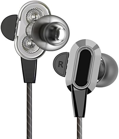 Dual Drivers Earphones headphones with mic and Volume Control for iPhone, iPad, Samsung, Nexus, HTC and More 3.5mm audio jack device, 1.2M/Grey
