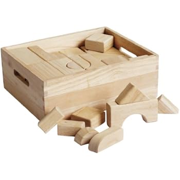 ECR4Kids Hardwood School Classroom Building Shape Blocks for Kids (64-Piece Set)