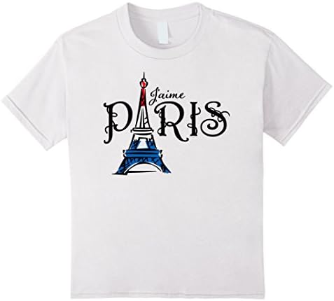 J'aime Paris (I Love Paris) Eiffel Tower French Flag T-Shirt - Kids 8 - White