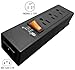 Conntek Power Strip 125V 7-1/2-Inch Housing IEC C14 to U.S 3 Prong Power Strip 3 Outlets with AC Adapter Space, Black