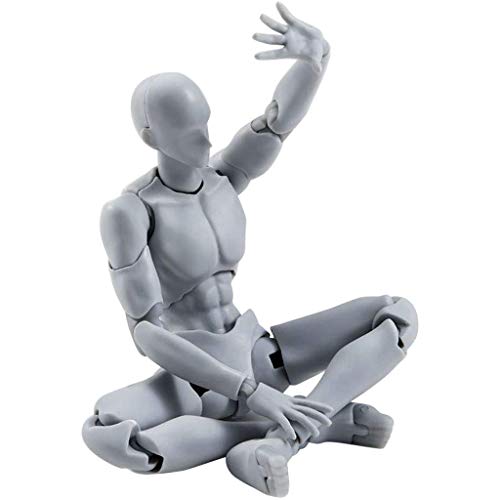 Artists Sketch Movable Limb Action Figure Model,Flexible Body Human Mannequin Kit,Articulated Kids Student Assemble Painting Toy,with Display Base and Pose Parts~About 13-15cm ({type=string, value=B})