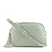 Simple Shoulder Crossbody Bag With Metal Chain Strap And Tassel Top Zipper (Lt Grey)