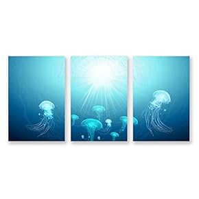 wall26 3 Panel Canvas Wall Art Jellyfish in...
