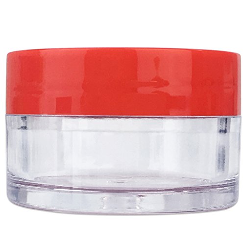 Beauticom 24 Pieces 20G/20ML Round Clear Jars with RED Lids for Lotion, Creams, Toners, Lip Balms, Cosmetic Makeup Samples - BPA Free